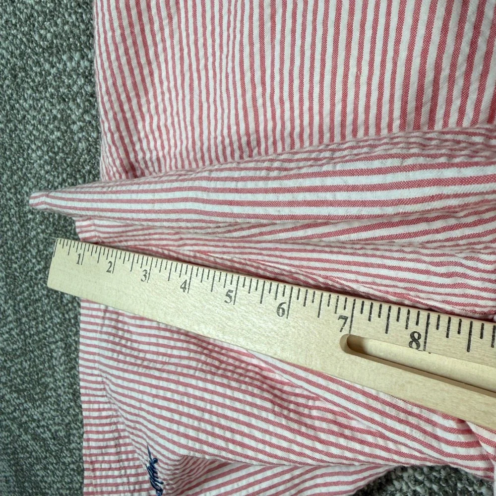 Castaway Nantuckit Seersucker‎ Shorts Mens 34 Red Stripe Fish Bone Embroidered